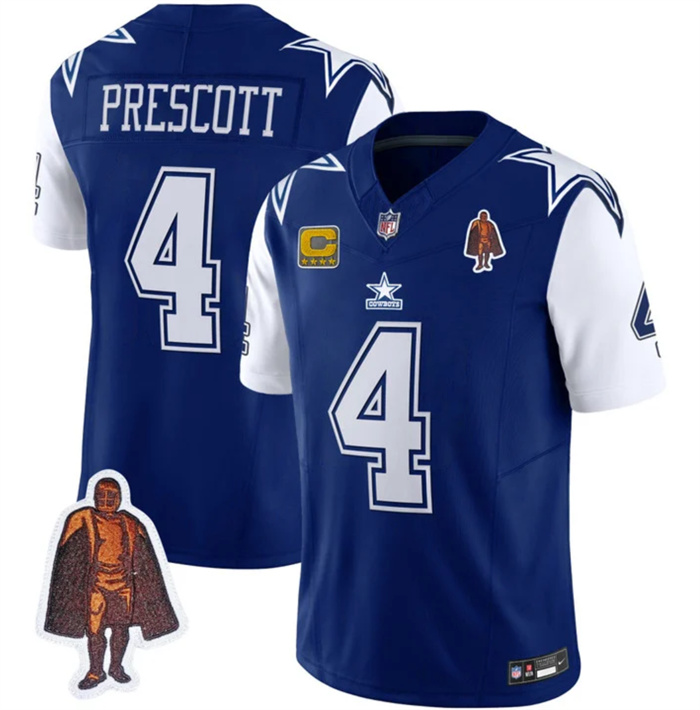 Men's Dallas Cowboys #4 Dak Prescott Navy 2023 F.U.S.E. With Walter Payton Patch And 4-Star C Patch Vapor Limited Stitched Football Jersey