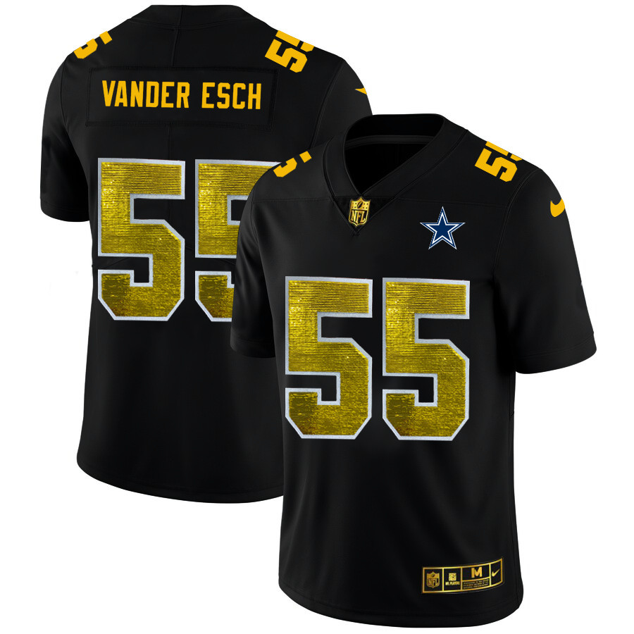 Dallas Cowboys #55 Leighton Vander Esch Men's Black Nike Golden Sequin Vapor Limited NFL Jersey Dallas Cowboys #55 Leighton Vander Esch Men's Black Nike Golden Sequin Vapor Limited NFL Jersey