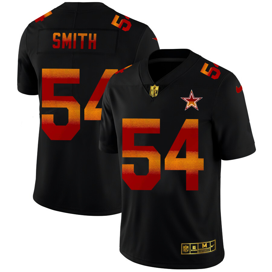 Dallas Cowboys #54 Jaylon Smith Men's Black Nike Red Orange Stripe Vapor Limited NFL Jersey Dallas Cowboys #54 Jaylon Smith Men's Black Nike Red Orange Stripe Vapor Limited NFL Jersey