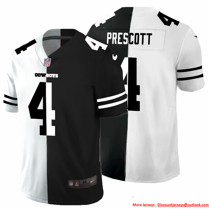 Dallas Cowboys #4 Dak Prescott Men's Black V White Peace Split Nike Vapor Untouchable Limited NFL Jersey