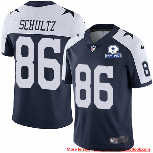 Nike Cowboys #86 Dalton Schultz Navy Blue Thanksgiving Men's Stitched With Established In 1960 Patch NFL Vapor Untouchable Limited Throwback Jersey