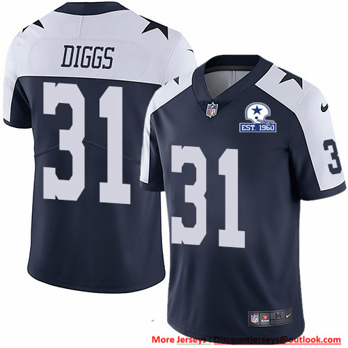 Nike Cowboys #31 Trevon Diggs Navy Blue Thanksgiving Men's Stitched With Established In 1960 Patch NFL Vapor Untouchable Limited Throwback Jersey