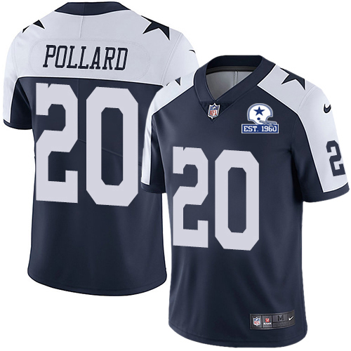 Nike Cowboys #20 Tony Pollard Navy Blue Thanksgiving Men's Stitched With Established In 1960 Patch NFL Vapor Untouchable Limited Throwback Jersey Nike Cowboys #20 Tony Pollard Navy Blue Thanksgiving Men's Stitched With Established In 1960 Patch NFL Vapor Untouchable Limited Throwback Jersey