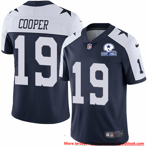 Nike Cowboys #19 Amari Cooper Navy Blue Thanksgiving Men's Stitched With Established In 1960 Patch NFL Vapor Untouchable Limited Throwback Jersey Nike Cowboys #19 Amari Cooper Navy Blue Thanksgiving Men's Stitched With Established In 1960 Patch NFL Vapor Untouchable Limited Throwback Jersey