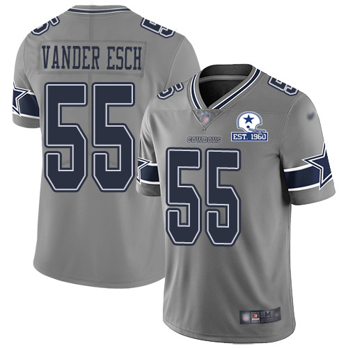 Nike Cowboys #55 Leighton Vander Esch Gray Men's Stitched With Established In 1960 Patch NFL Limited Inverted Legend Jersey Nike Cowboys #55 Leighton Vander Esch Gray Men's Stitched With Established In 1960 Patch NFL Limited Inverted Legend Jersey