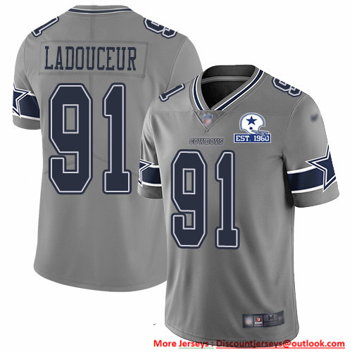 Nike Cowboys #91 L.P. Ladouceur Gray Men's Stitched With Established In 1960 Patch NFL Limited Inverted Legend Jersey