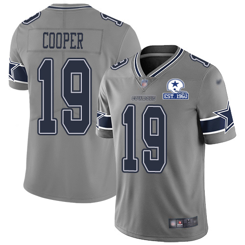 Nike Cowboys #19 Amari Cooper Gray Men's Stitched With Established In 1960 Patch NFL Limited Inverted Legend Jersey Nike Cowboys #19 Amari Cooper Gray Men's Stitched With Established In 1960 Patch NFL Limited Inverted Legend Jersey