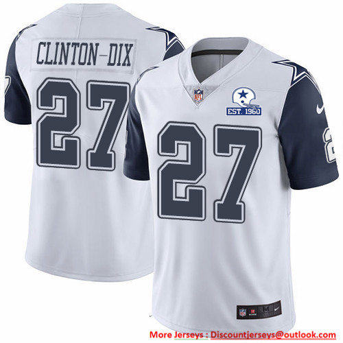 Nike Cowboys #27 Ha Ha Clinton-Dix White Men's Stitched With Established In 1960 Patch NFL Limited Rush Jersey