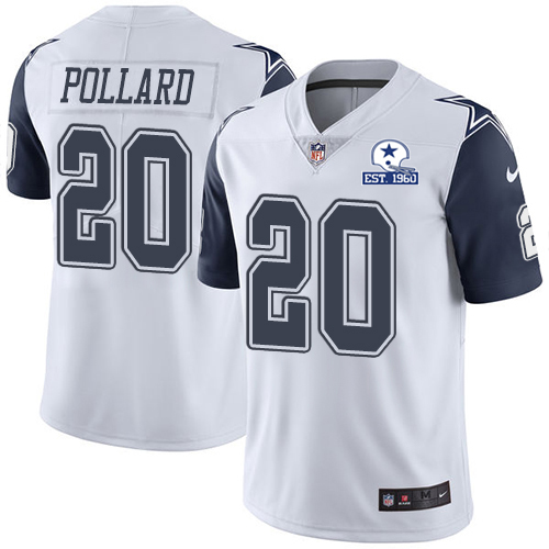 Nike Cowboys #20 Tony Pollard White Men's Stitched With Established In 1960 Patch NFL Limited Rush Jersey Nike Cowboys #20 Tony Pollard White Men's Stitched With Established In 1960 Patch NFL Limited Rush Jersey