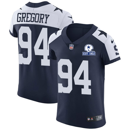 Nike Cowboys #94 Randy Gregory Navy Blue Thanksgiving Men's Stitched With Established In 1960 Patch NFL Vapor Untouchable Throwback Elite Jersey Nike Cowboys #94 Randy Gregory Navy Blue Thanksgiving Men's Stitched With Established In 1960 Patch NFL Vapor Untouchable Throwback Elite Jersey