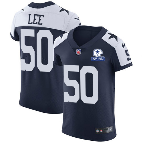 Nike Cowboys #50 Sean Lee Navy Blue Thanksgiving Men's Stitched With Established In 1960 Patch NFL Vapor Untouchable Throwback Elite Jersey Nike Cowboys #50 Sean Lee Navy Blue Thanksgiving Men's Stitched With Established In 1960 Patch NFL Vapor Untouchable Throwback Elite Jersey