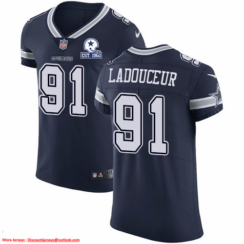 Nike Cowboys #91 L.P. Ladouceur Navy Blue Team Color Men's Stitched With Established In 1960 Patch NFL Vapor Untouchable Elite Jersey