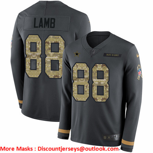 Nike Cowboys #88 CeeDee Lamb Anthracite Salute to Service Men's Stitched NFL Limited Therma Long Sleeve Jersey