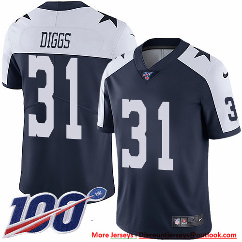 Nike Cowboys #31 Trevon Diggs Navy Blue Thanksgiving Men's Stitched NFL 100th Season Vapor Throwback Limited Jersey