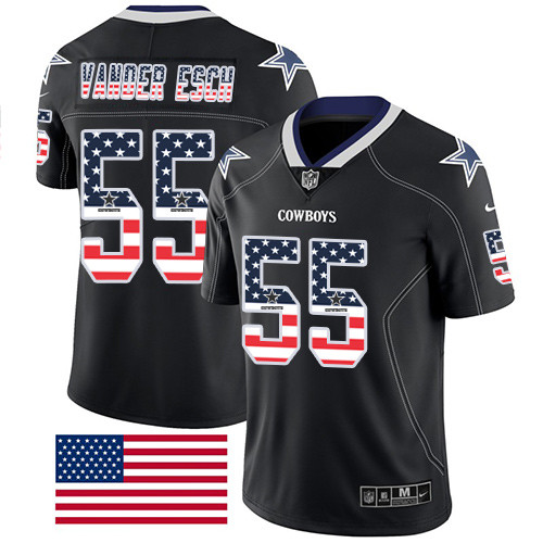 Nike Cowboys #55 Leighton Vander Esch Black Men's Stitched NFL Limited Rush USA Flag Jersey Nike Cowboys #55 Leighton Vander Esch Black Men's Stitched NFL Limited Rush USA Flag Jersey