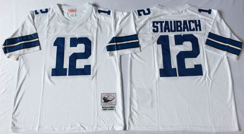 Mitchell&Ness cowboys #12 Roger Staubach white Throwback Stitched NFL Jersey Mitchell&Ness cowboys #12 Roger Staubach white Throwback Stitched NFL Jersey