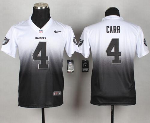 Nike Raiders #4 Derek Carr White Black Men NFL Elite Fadeaway Fashion Jersey