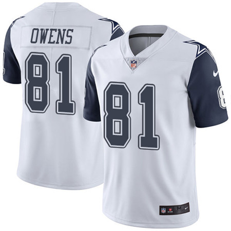 Nike Cowboys #81 Terrell Owens White Men's Stitched NFL Limited Rush Jersey Nike Cowboys #81 Terrell Owens White Men's Stitched NFL Limited Rush Jersey