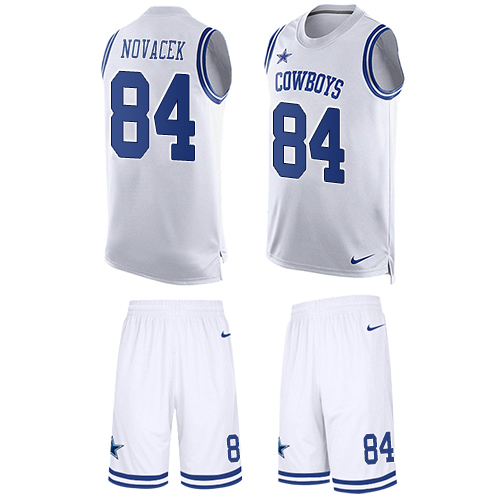 Nike Cowboys #84 Jay Novacek White Men's Tank Top Suit NFL Limited Jersey