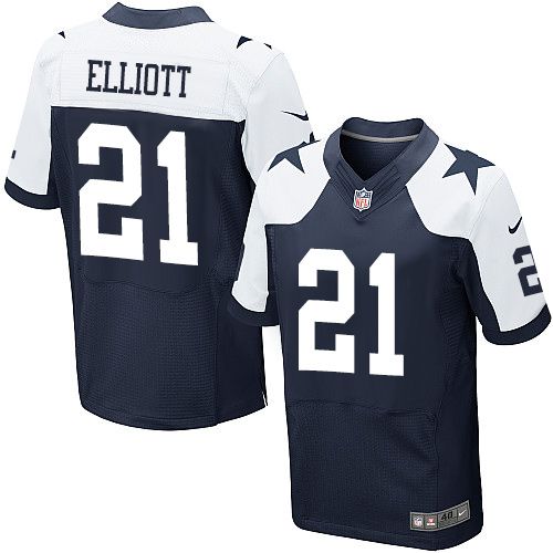 Nike Cowboys #21 Ezekiel Elliott Navy Blue Thanksgiving Men's Stitched NFL Throwback Elite Jersey Nike Cowboys #21 Ezekiel Elliott Navy Blue Thanksgiving Men's Stitched NFL Throwback Elite Jersey