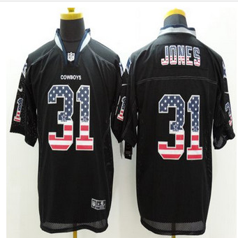 New Dallas Cowboys #31 Byron Jones Black Men's Stitched NFL Elite USA Flag Fashion Jersey