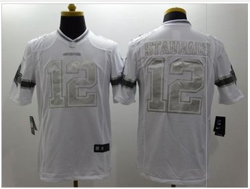 New Dallas Cowboys #12 Roger Staubach White Men's Stitched NFL Limited Platinum