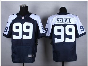 New Dallas Cowboys #99 George Selvie Navy Blue Thanksgiving Throwback NFL Elite Jersey