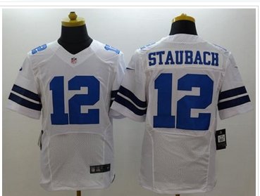NEW Dallas Cowboys #12 Roger Staubach White NFL Elite Jersey