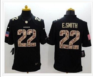 NEW Dallas Cowboys #22 Emmitt Smith Black Salute To Service Jersey