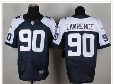 NEW Dallas Cowboys #90 Demarcus Lawrence Navy Blue Thanksgiving Throwback NFL Elite Jersey
