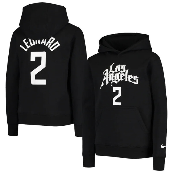 Men's Los Angeles Clippers #2 Kawhi Leonard 2021 Black Pullover HoodieS