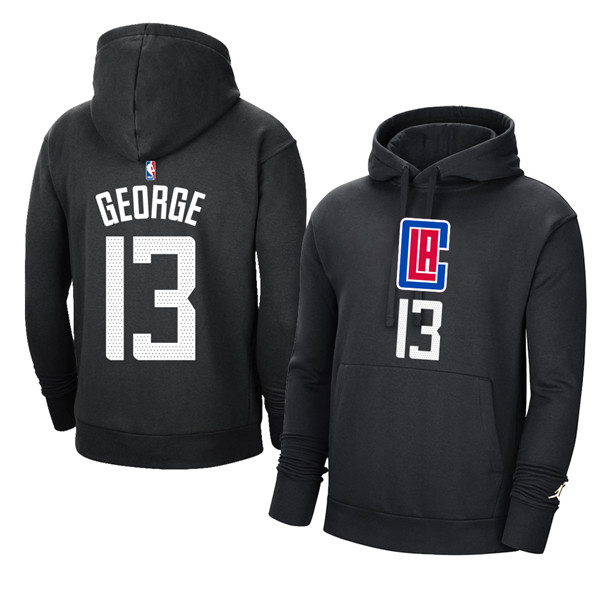 Men's Los Angeles Clippers #13 Paul George 2021 Black Pullover HoodieS