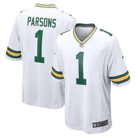 Men's Green Bay Packers #1 Micah Parsons White 2025 Stitched Game Jersey Men's Green Bay Packers #1 Micah Parsons White 2025 Stitched Game Jersey