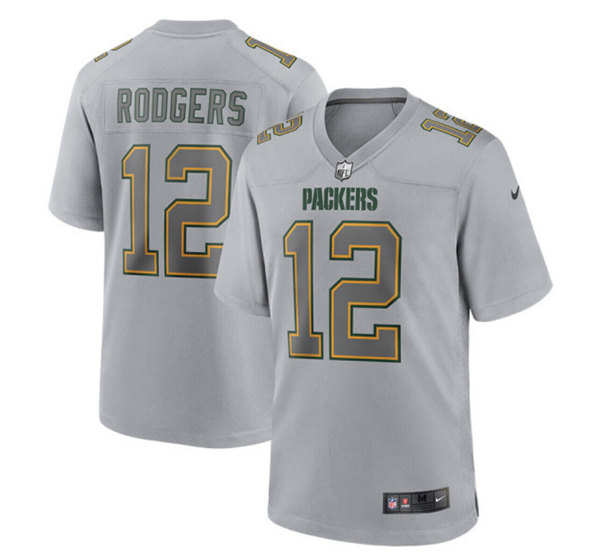 Men's Green Bay Packers #12 Aaron Rodgers Gray Atmosphere Fashion Stitched Game Jersey Men's Green Bay Packers #12 Aaron Rodgers Gray Atmosphere Fashion Stitched Game Jersey