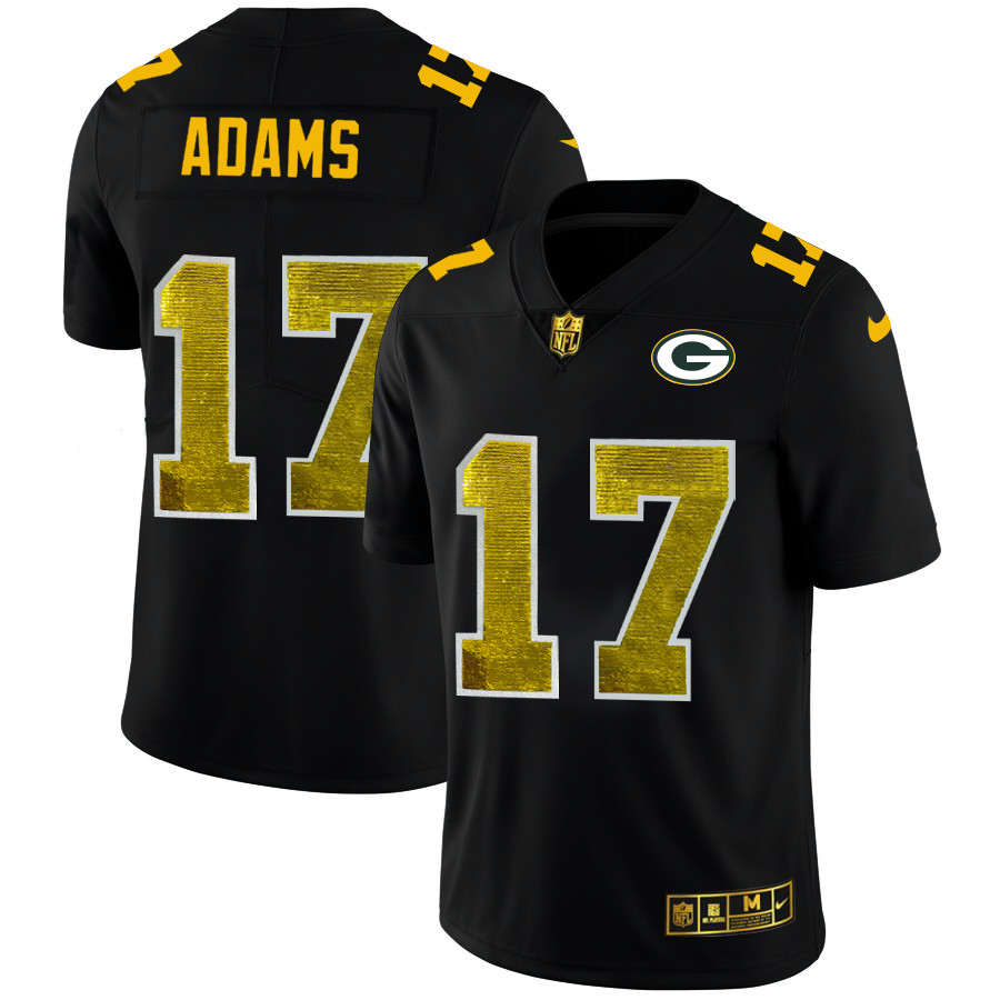 Green Bay Packers #17 Davante Adams Men's Black Nike Golden Sequin Vapor Limited NFL Jersey Green Bay Packers #17 Davante Adams Men's Black Nike Golden Sequin Vapor Limited NFL Jersey