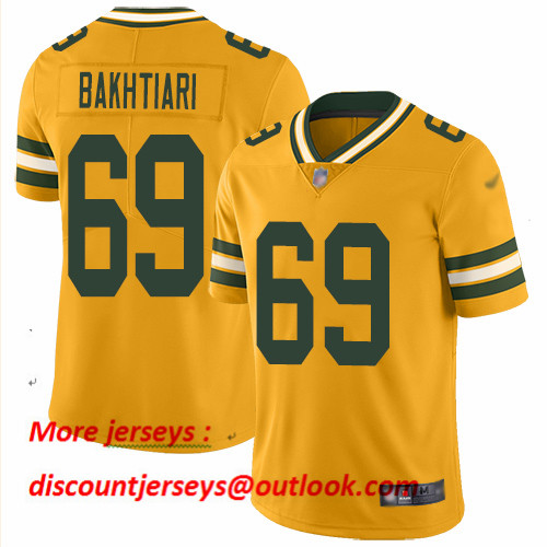 Packers #69 David Bakhtiari Gold Men's Stitched Football Limited Inverted Legend Jersey