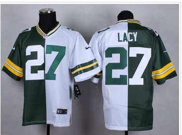 NEW Green Bay Packers #27 Eddie Lacy Green White NFL Elite Split Jersey