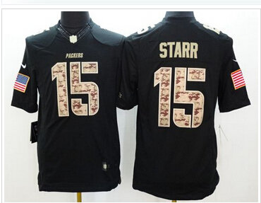 New Green Bay Packers #15 Bart Starr Black NFL Limited Salute to Service Jersey New Green Bay Packers #15 Bart Starr Black NFL Limited Salute to Service Jersey