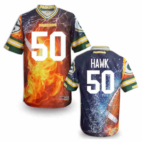 New Green Bay Packers 50# A.J.Hawk Team Color NFL Elite Fanatical Version Jerseys