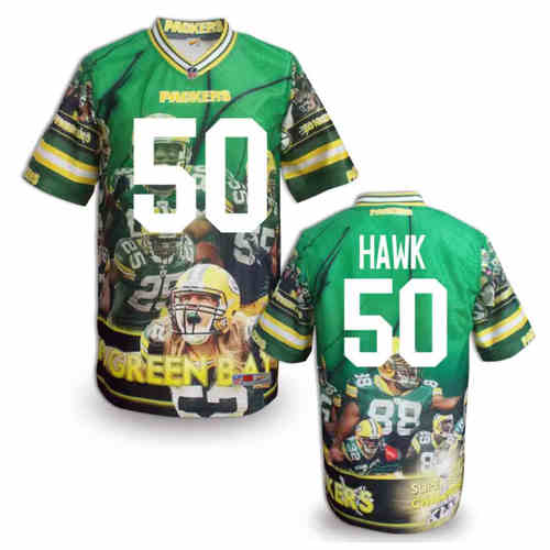 New Green Bay Packers #50 A.J.Hawk Team Color NFL Elite Fanatical Version Jerseys