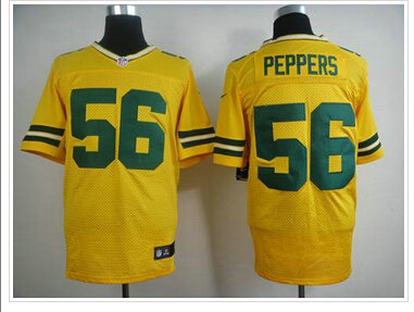 NEW Green Bay Packers #56 Julius Peppers Yellow Alternate NFL Elite Jersey