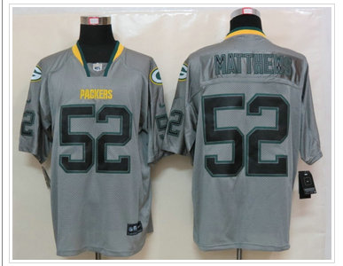 NEW NFL Green Bay Packers #52 Clay Matthews Lights Out Grey Jerseys(Elite)