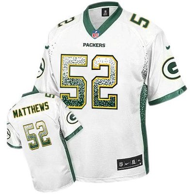 NEW Green Bay Packers 52 Clay Matthews White Stitched NFL Elite Drift Fashion Jersey NEW Green Bay Packers 52 Clay Matthews White Stitched NFL Elite Drift Fashion Jersey