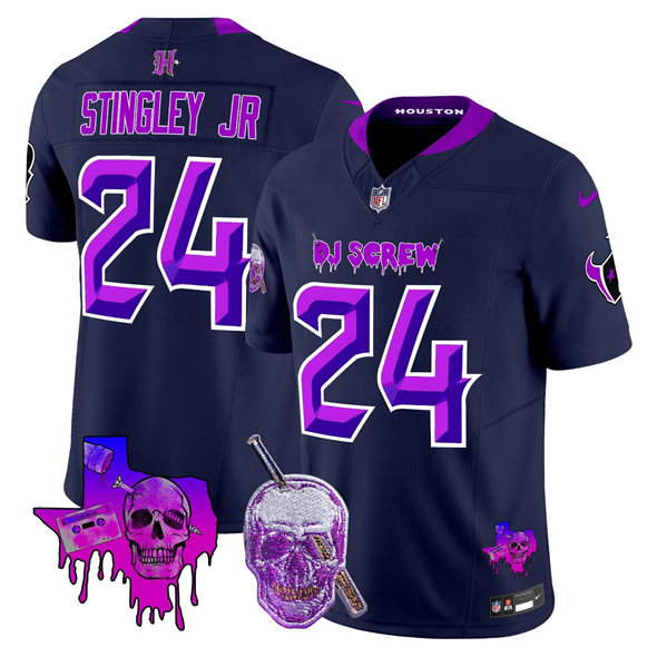 Men's Houston Texans #24 Derek Stingley Jr. Navy F.U.S.E. DJ Screw Vapor Limited Stitched Football Jersey Men's Houston Texans #24 Derek Stingley Jr. Navy F.U.S.E. DJ Screw Vapor Limited Stitched Football Jersey
