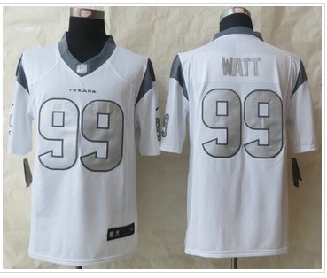NEW Houston Texans #99 JJ Watt White NFL Limited Platinum Jersey