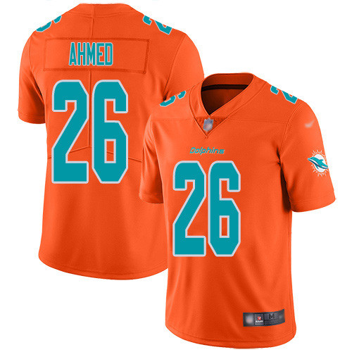 Nike Dolphins #26 Salvon Ahmed Orange Men's Stitched NFL Limited Inverted Legend Jersey Nike Dolphins #26 Salvon Ahmed Orange Men's Stitched NFL Limited Inverted Legend Jersey