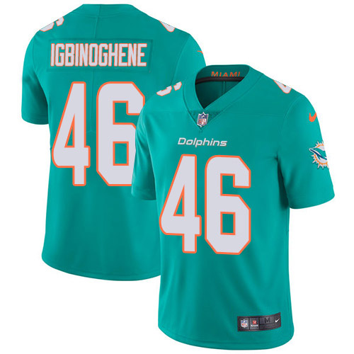 Nike Dolphins #46 Noah Igbinoghene Aqua Green Team Color Men's Stitched NFL Vapor Untouchable Limited Jersey Nike Dolphins #46 Noah Igbinoghene Aqua Green Team Color Men's Stitched NFL Vapor Untouchable Limited Jersey
