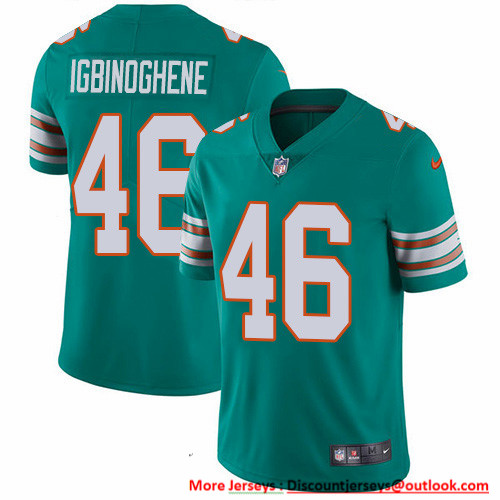 Nike Dolphins #46 Noah Igbinoghene Aqua Green Alternate Men's Stitched NFL Vapor Untouchable Limited Jersey