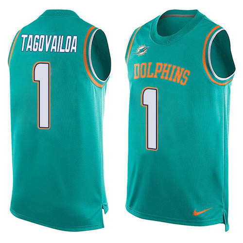 Nike Dolphins #1 Tua Tagovailoa Aqua Green Team Color Men's Stitched NFL Limited Tank Top Jersey Nike Dolphins #1 Tua Tagovailoa Aqua Green Team Color Men's Stitched NFL Limited Tank Top Jersey