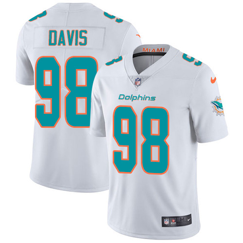 Nike Dolphins #98 Raekwon Davis White Men's Stitched NFL Vapor Untouchable Limited Jersey Nike Dolphins #98 Raekwon Davis White Men's Stitched NFL Vapor Untouchable Limited Jersey